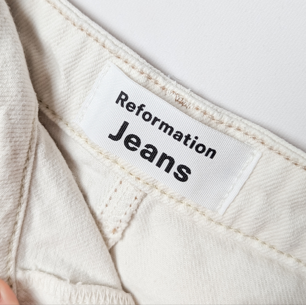 REFORMATION Lexi High Rise Wide Leg Jeans Exposed Button Fly Ivory White 29 - Picture 12 of 12